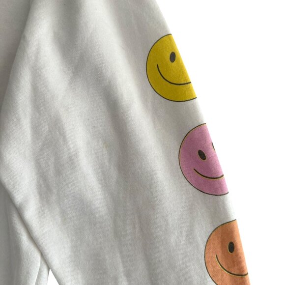 Weekend White Smiley Sun Graphic Sweatshirt S By The Vinyl Icons - Picture 4 of 8